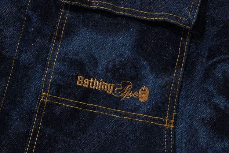 BAPE Floral Camo Jacquard 13Oz Denim Work Jacket Navy