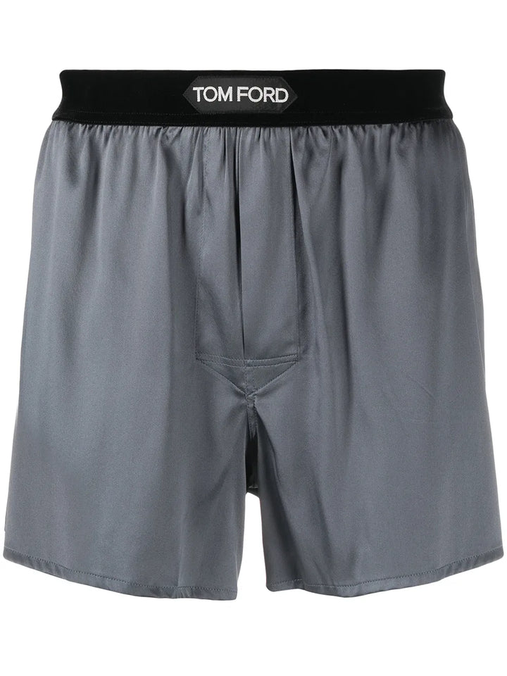 logo-waistband silk-blend boxer shorts