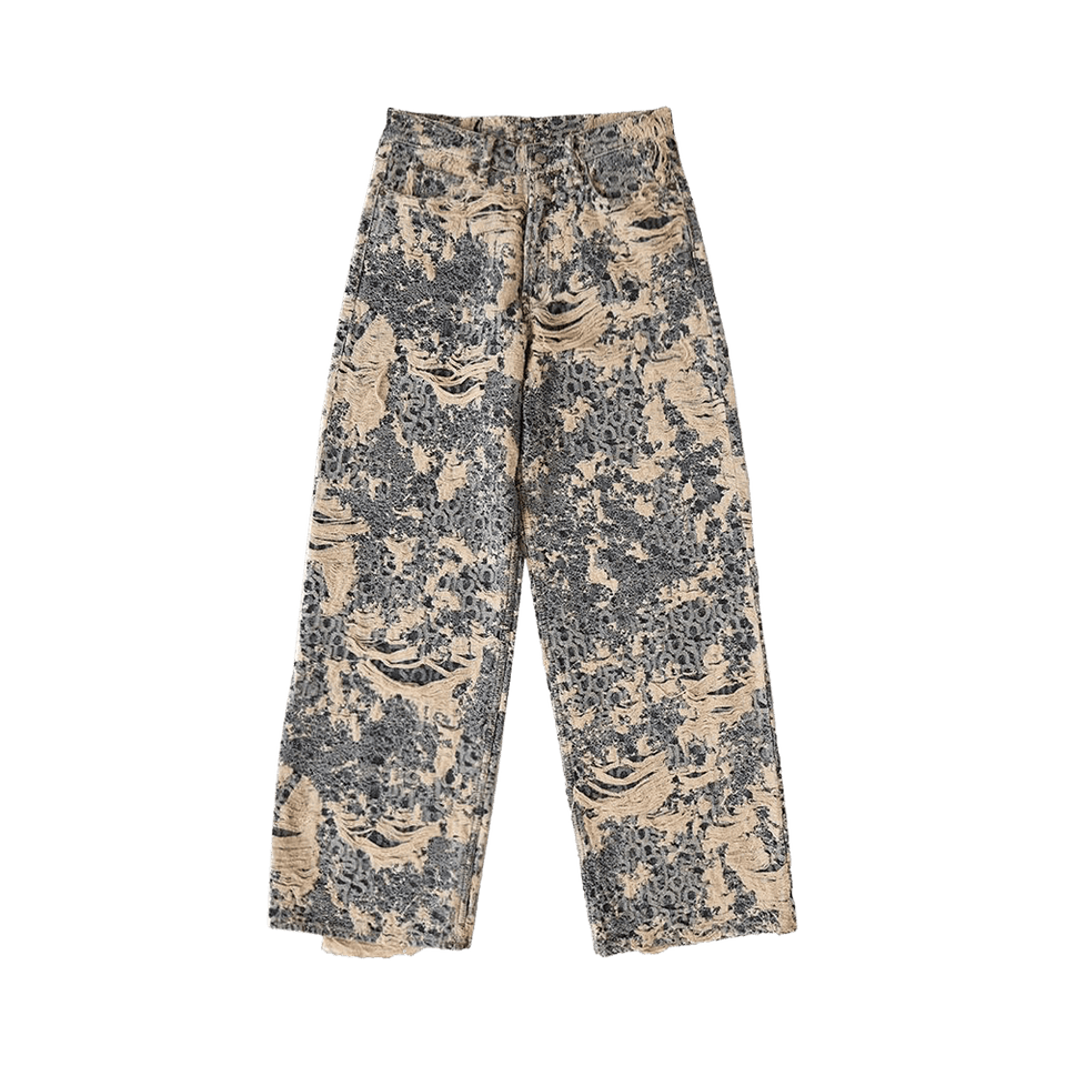 Acne Studios 1981 Fit Denim Distressed Monogram Jeans Mid Blue
