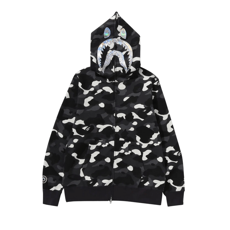 BAPE City Camo Shark Full Zip Hoodie Black