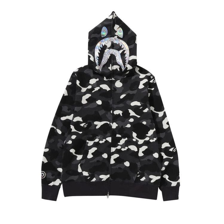 BAPE City Camo Shark Full Zip Hoodie Black