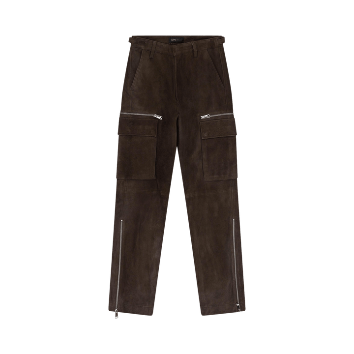 PURPLE BRAND Suede Zip Cargo Pant Brown