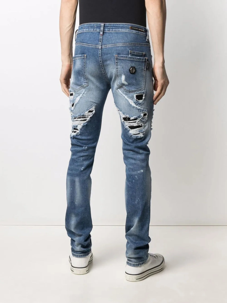 straight-leg distressed jeans