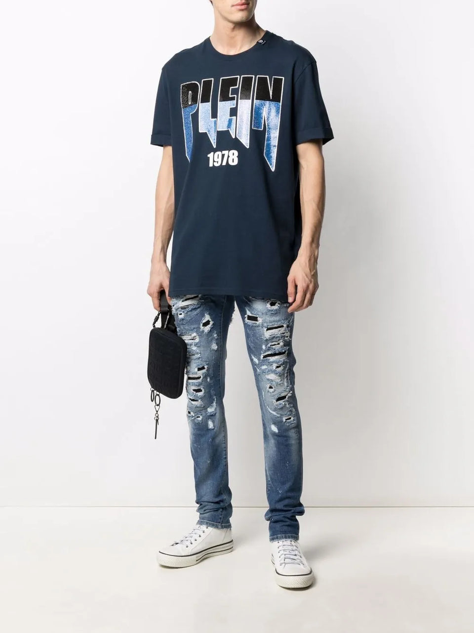 straight-leg distressed jeans