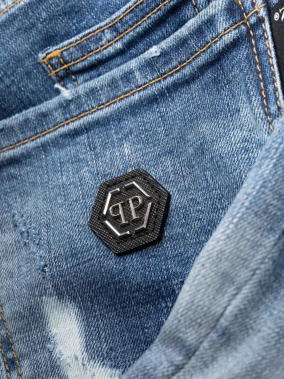 straight-leg distressed jeans