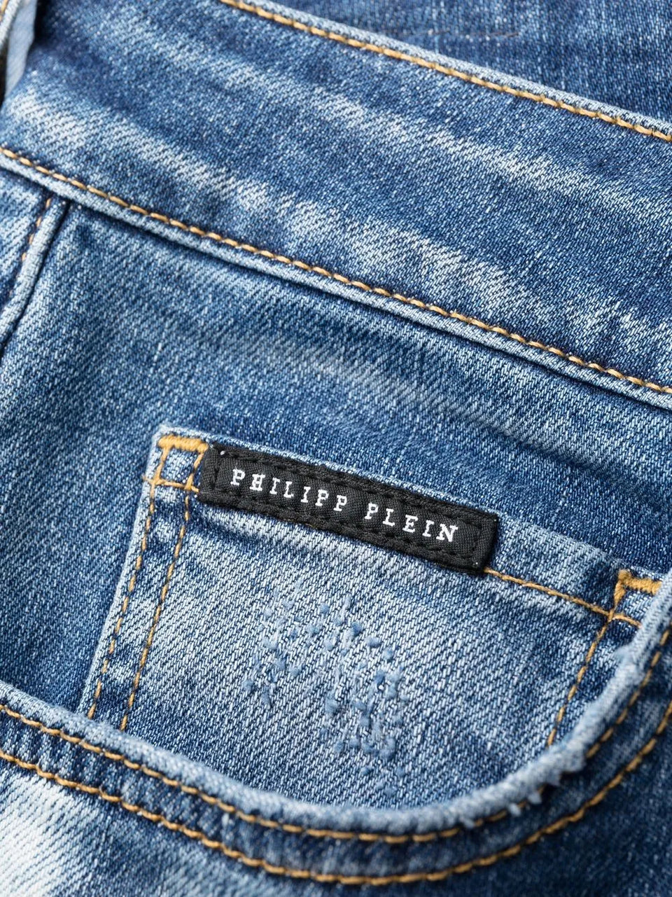 straight-leg distressed jeans