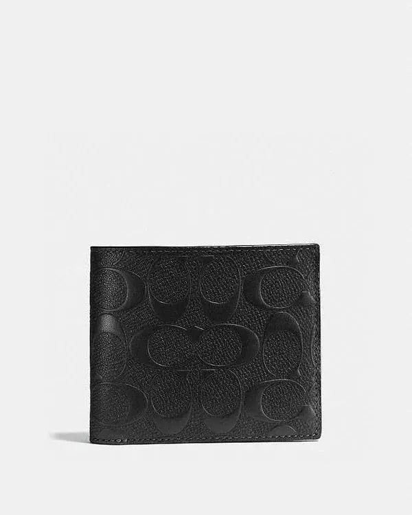 Coach 3 In 1 Wallet In Signature Leather Smooth Leather-Black