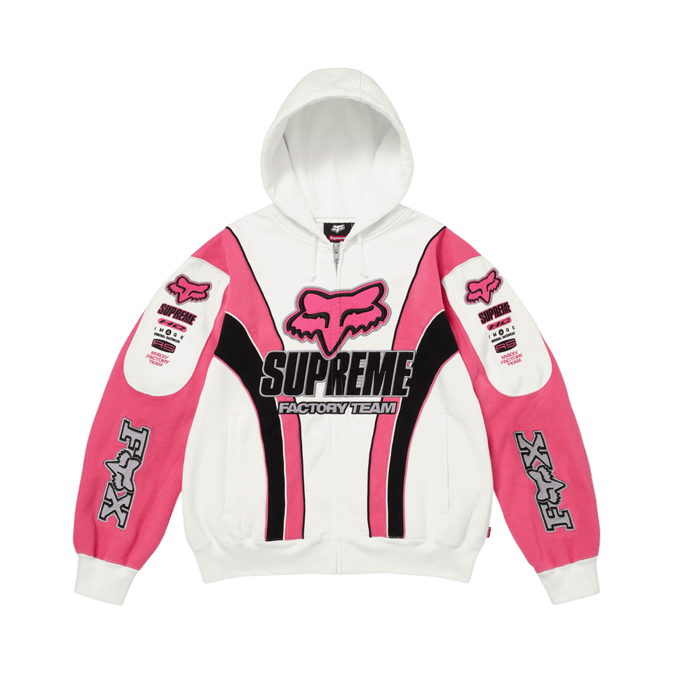 Supreme x Fox Racing Zip Up Hoodie White