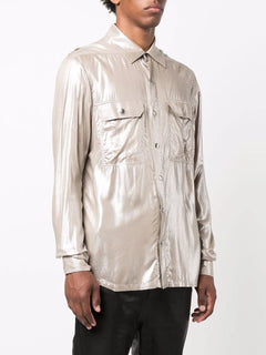 coated button-up shirt