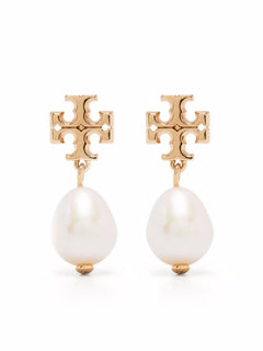 Kira pearl double hoop earrings
