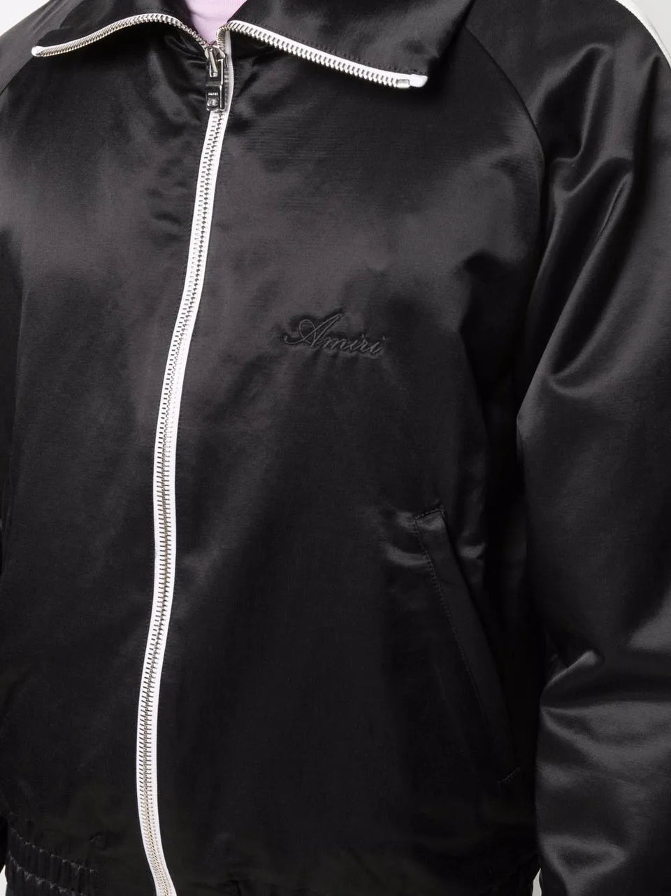 zip-up satin track jacket