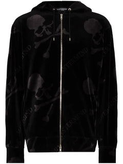 skull-print velvet track jacket