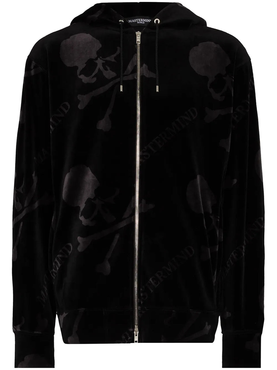 skull-print velvet track jacket