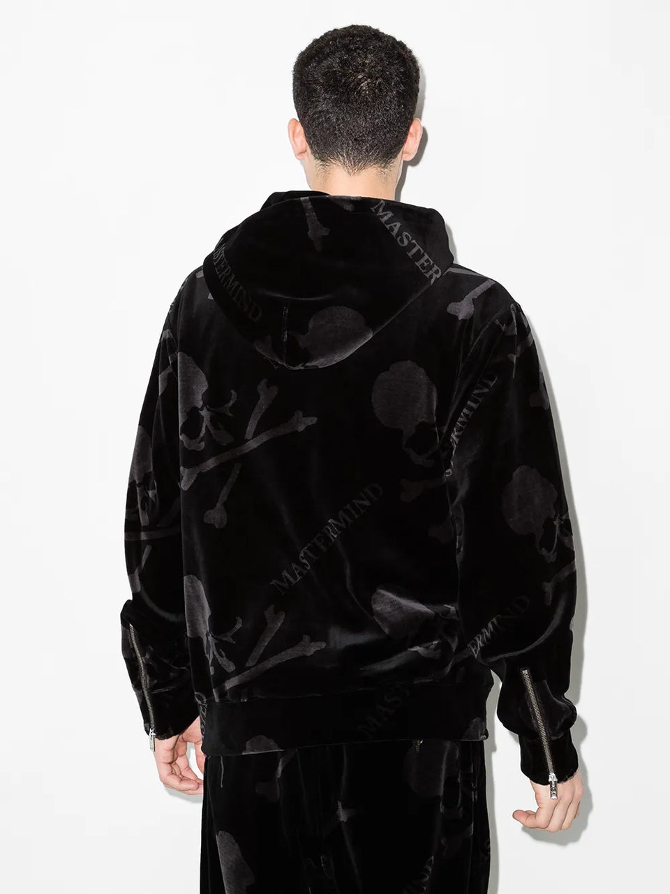 skull-print velvet track jacket