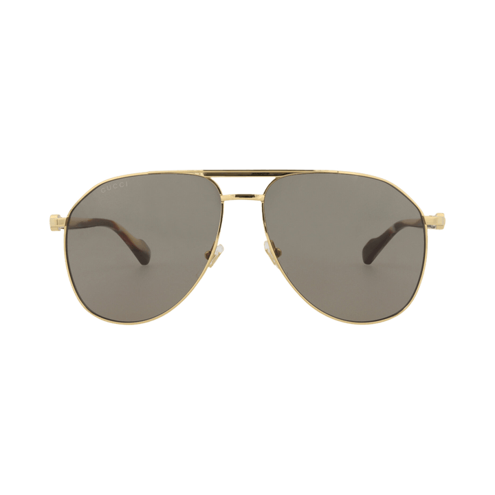 Gucci Aviator-Frame Metal Sunglasses Gold Brown