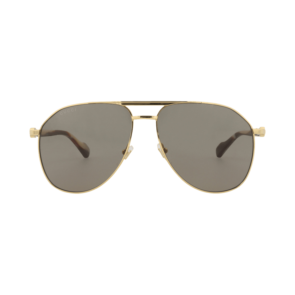Gucci Aviator-Frame Metal Sunglasses Gold Brown