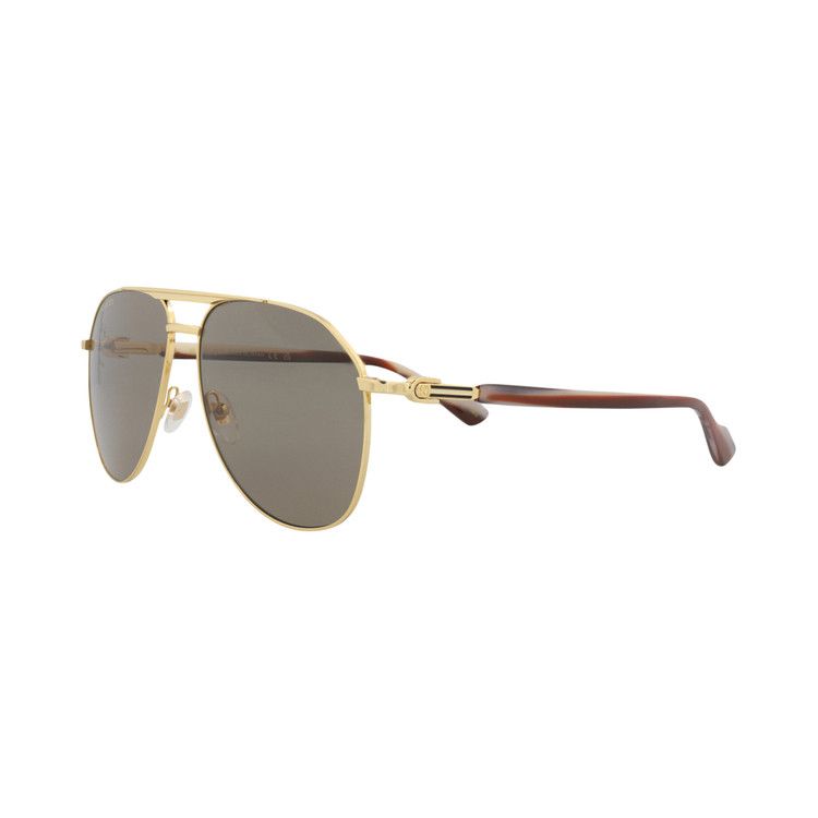 Gucci Aviator-Frame Metal Sunglasses Gold Brown