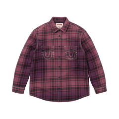 Supreme x True Religion Quilted Lined Plaid Flannel Shirt Purple