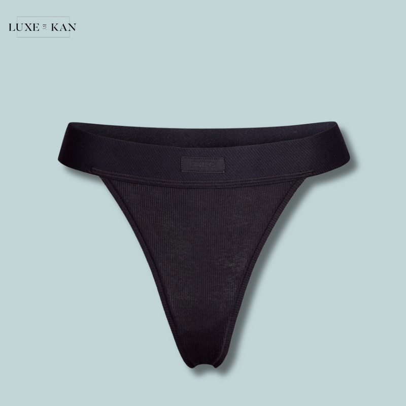 SKIMS Ribbed stretch-cotton thong
