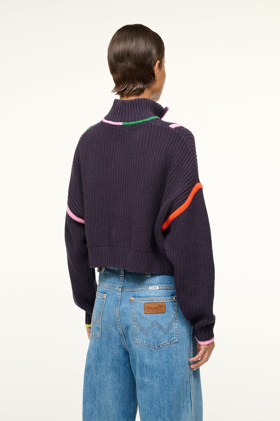 CROPPED HAMPTON SWEATER NAVY MULTI