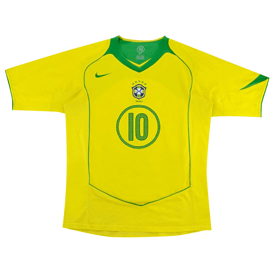 Nike Brazil 2004 T90 Reissue Jersey Ronaldinho 10 Opti Yellow/Apple Green