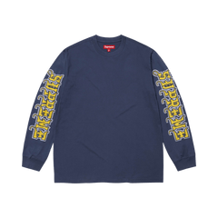 Supreme Intarsia Sleeve Long-Sleeve Top Navy
