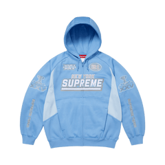 Supreme Football Zip Up Hoodie Light Blue