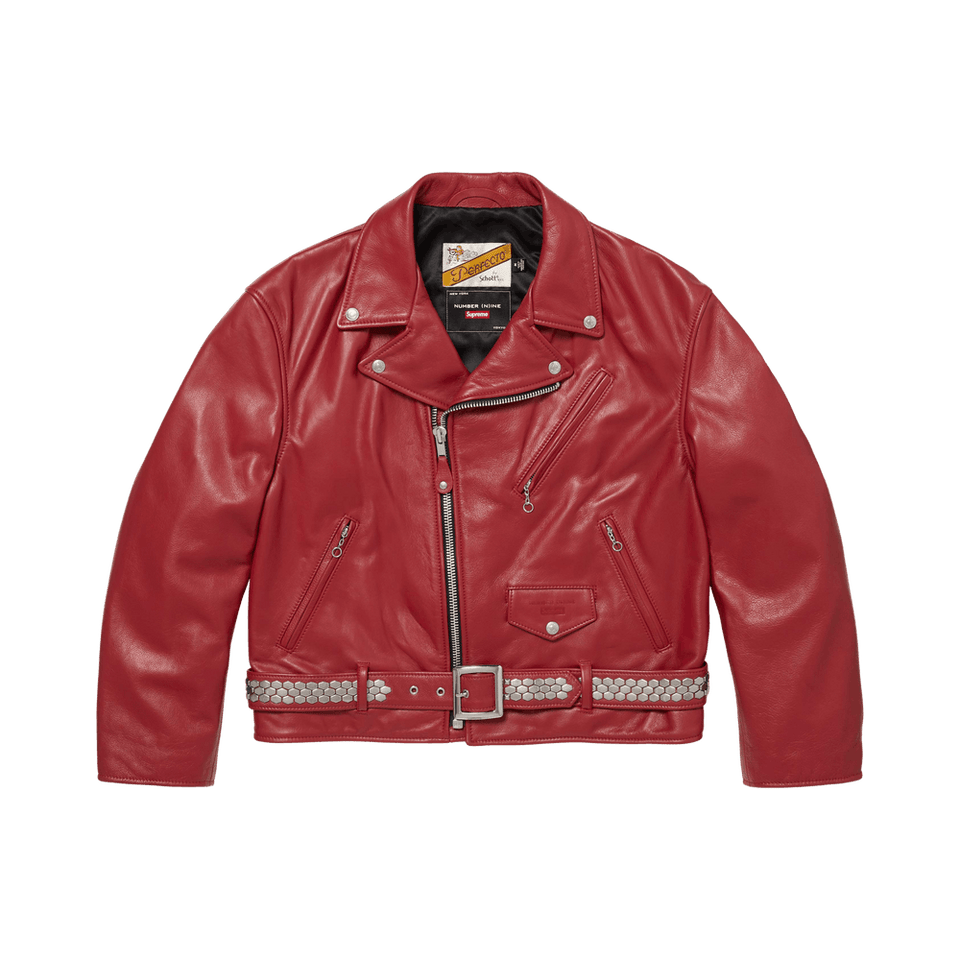 Supreme x Number (N)Ine x Schott Perfecto Leather Jacket Red