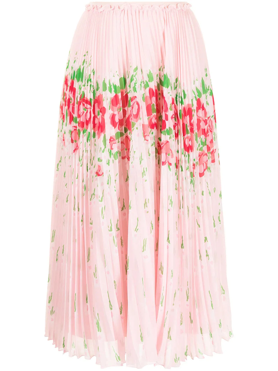 floral-print pleated midi skirt