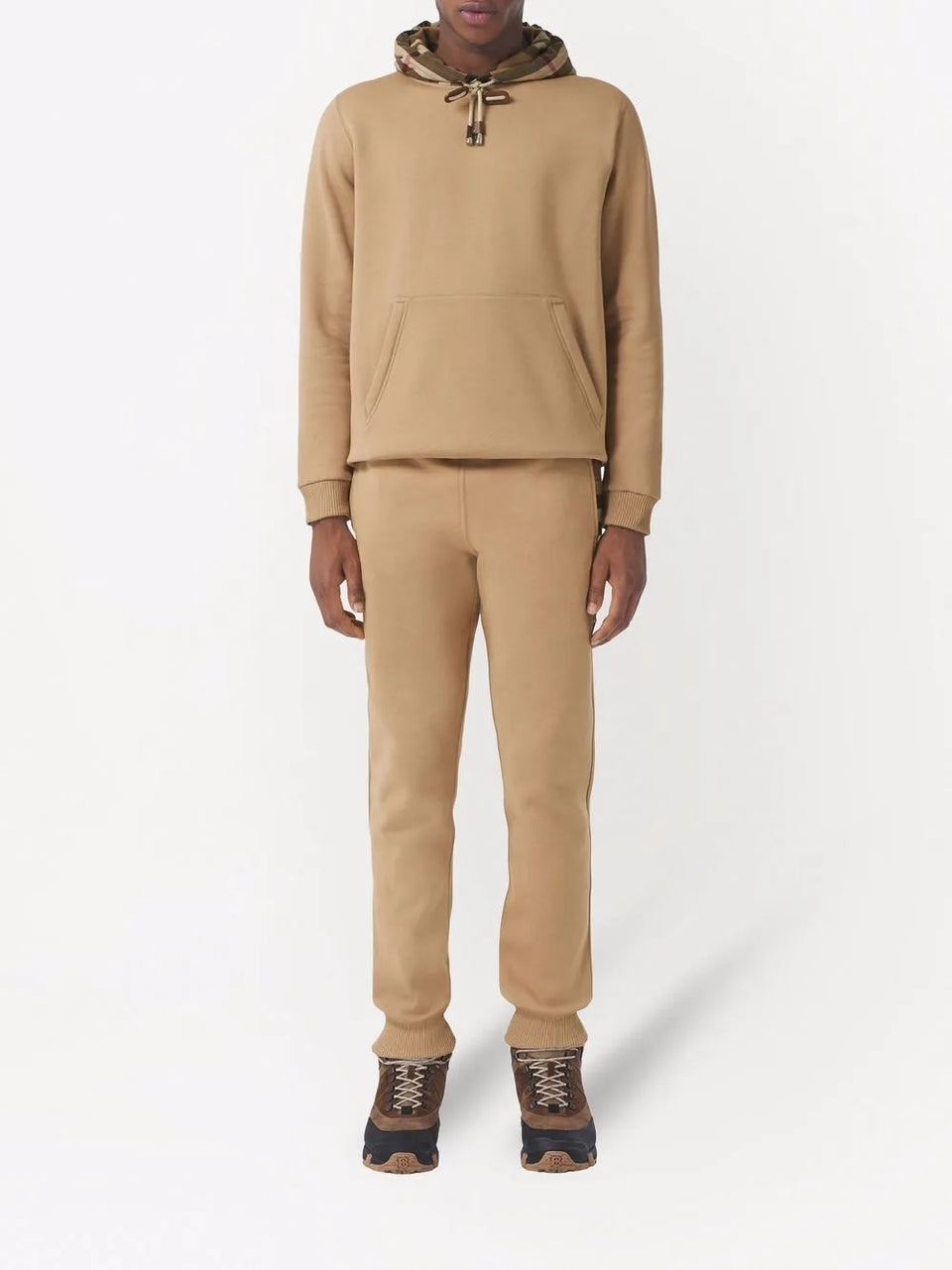 check-pattern track pants