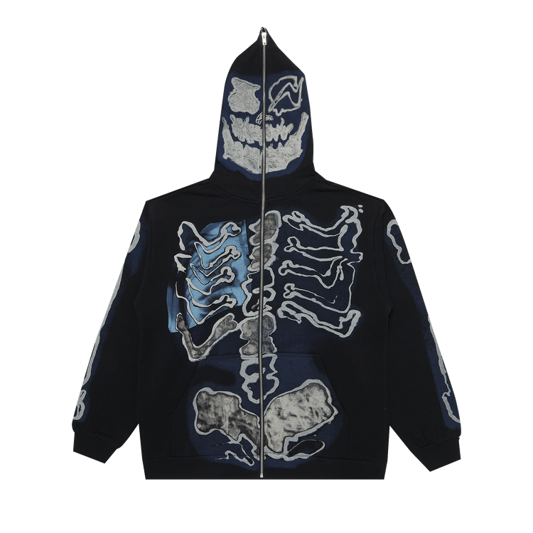 Cactus Jack by Travis Scott For Fragment Skeleton Graffiti Full Zip Hoodie Black