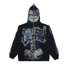 Cactus Jack by Travis Scott For Fragment Skeleton Graffiti Full Zip Hoodie Black