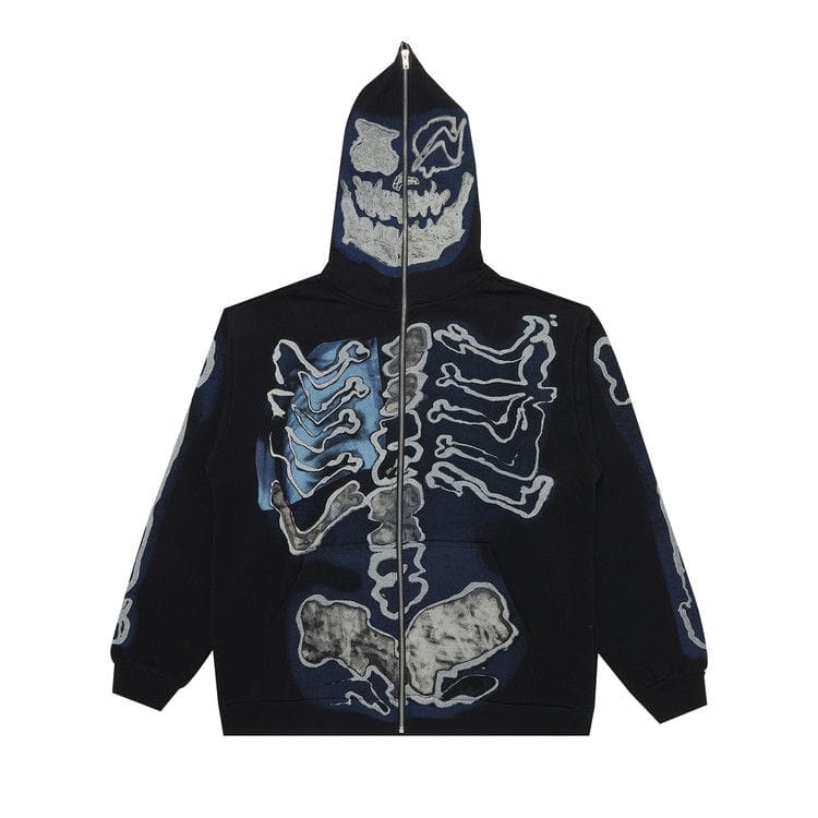 Cactus Jack by Travis Scott For Fragment Skeleton Graffiti Full Zip Hoodie Black