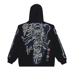 Cactus Jack by Travis Scott For Fragment Skeleton Graffiti Full Zip Hoodie Black