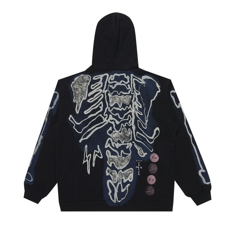 Cactus Jack by Travis Scott For Fragment Skeleton Graffiti Full Zip Hoodie Black