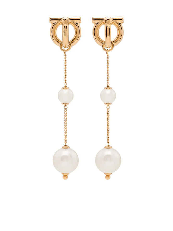 Gancini pearl-embellished drop earrings