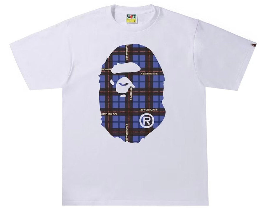 BAPE Logo Check Big Ape Head T-Shirt - White