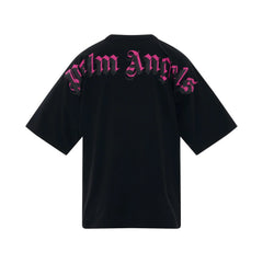 Palm Angels Double Logo Overszied Black Fuchsia T-Shirt
