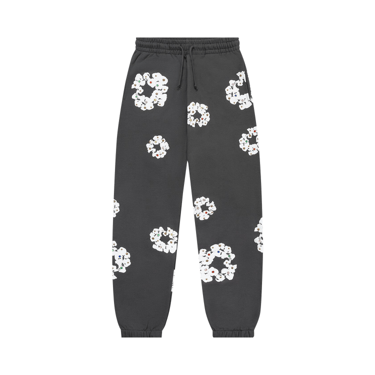 Denim Tears Rhinestone Cotton Wreath Sweatpants Vintage Black
