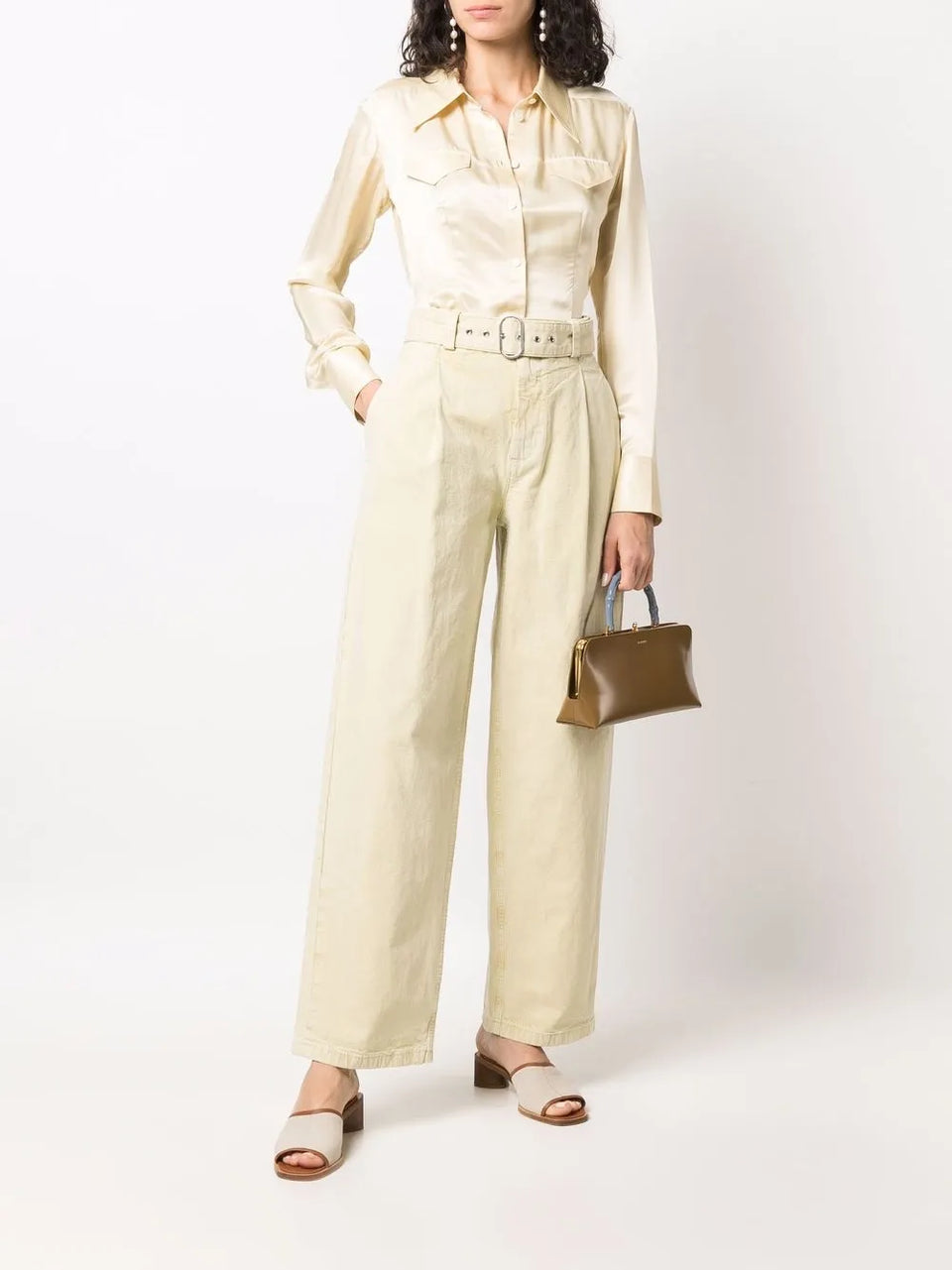 pleat-detail straight-leg trousers