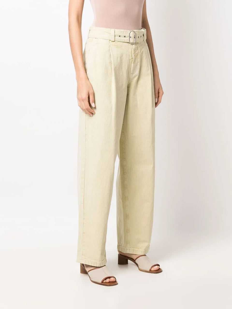 pleat-detail straight-leg trousers