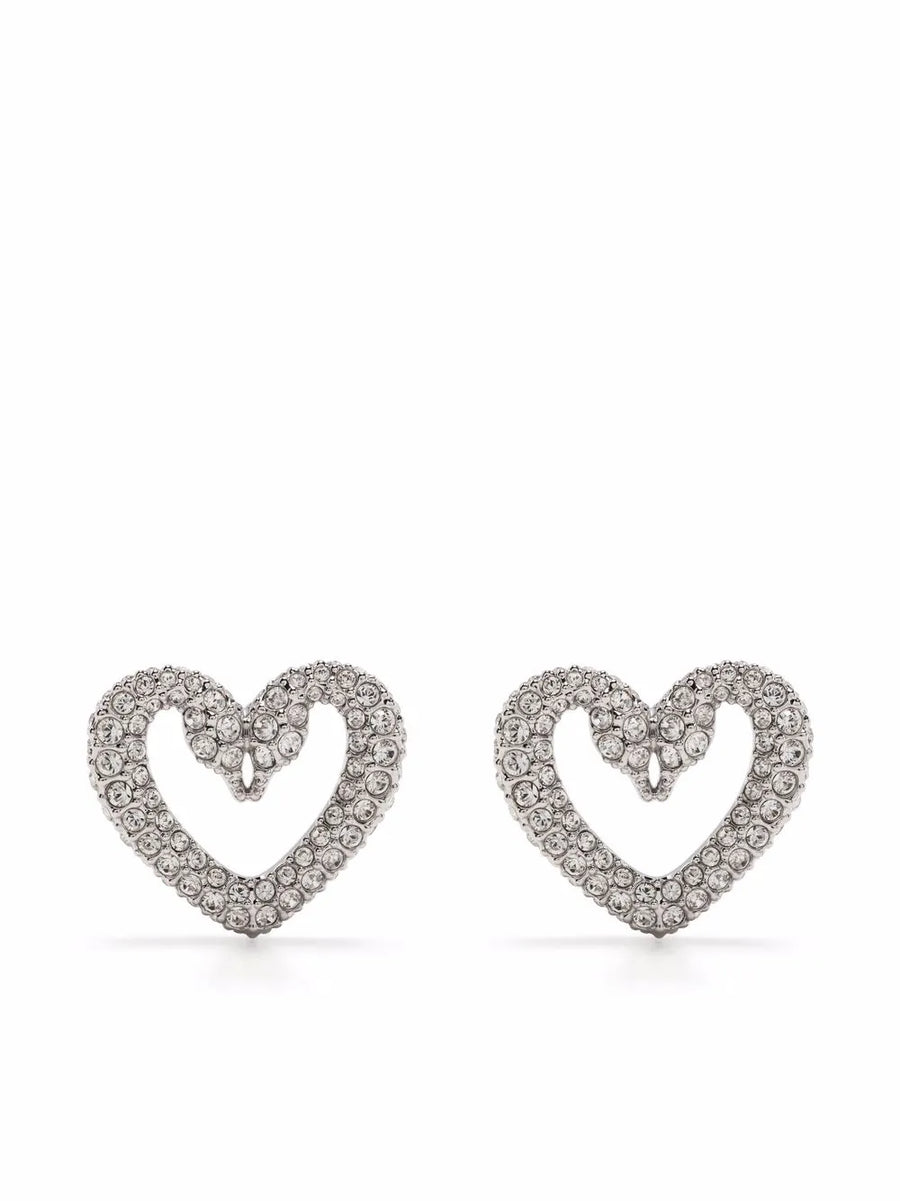 Una crystal-embellished heart earrings