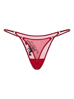 embroidered sheer thong