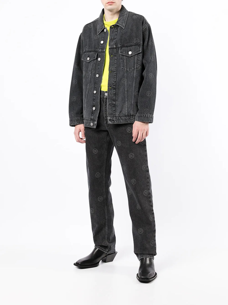 logo-print denim jacket