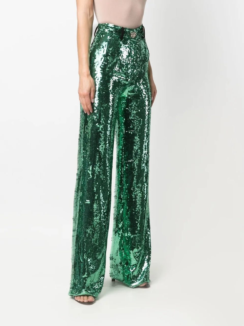 sequin-embellished wide-leg trousers