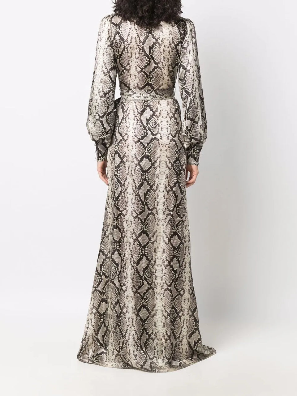 Python-print silk long dress