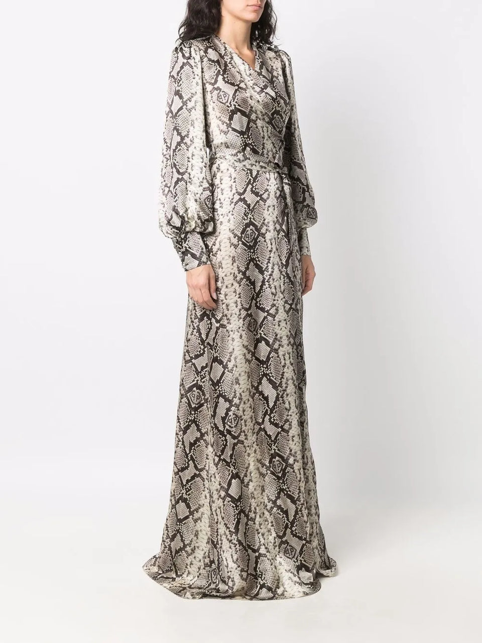 Python-print silk long dress