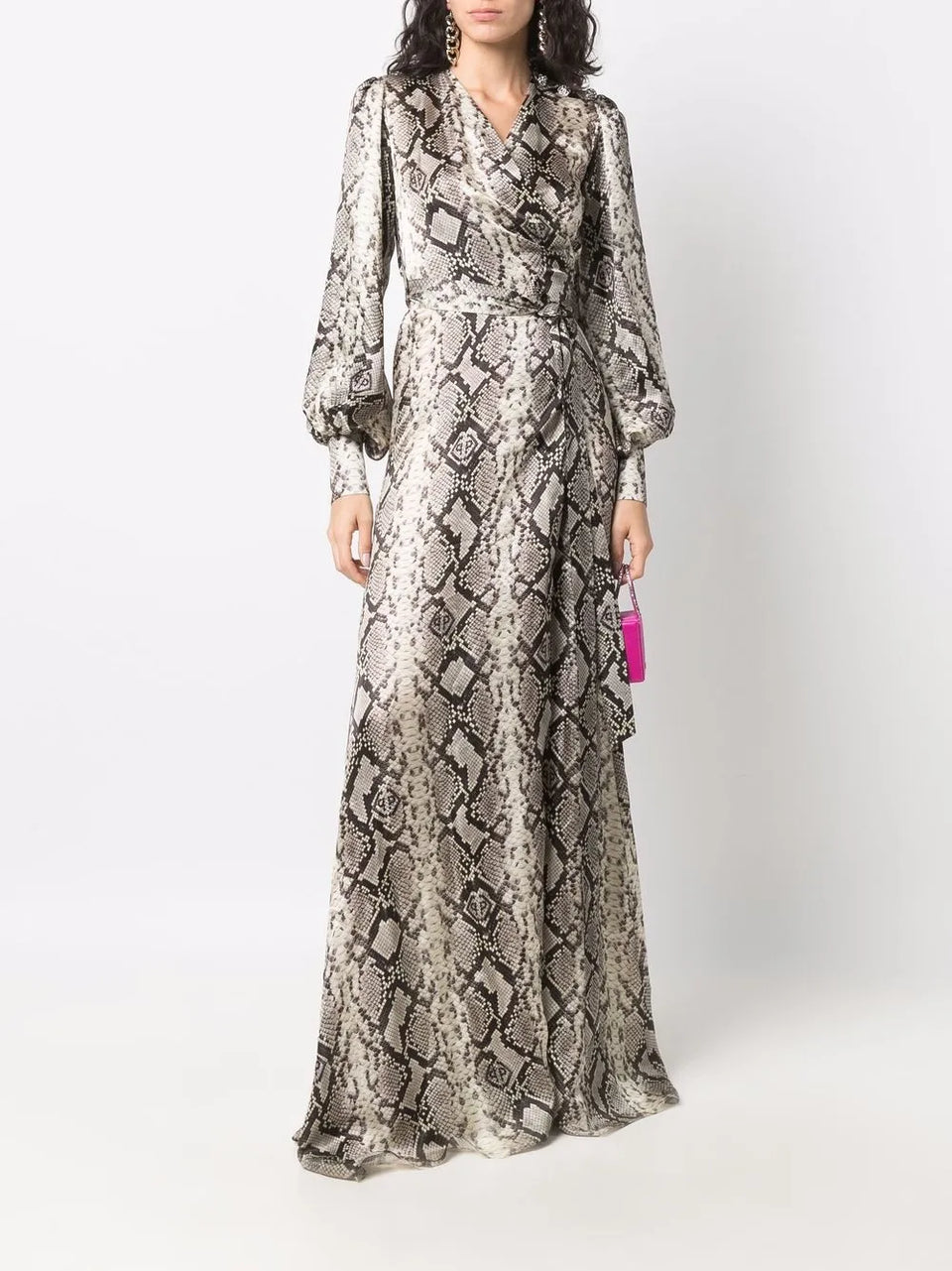 Python-print silk long dress