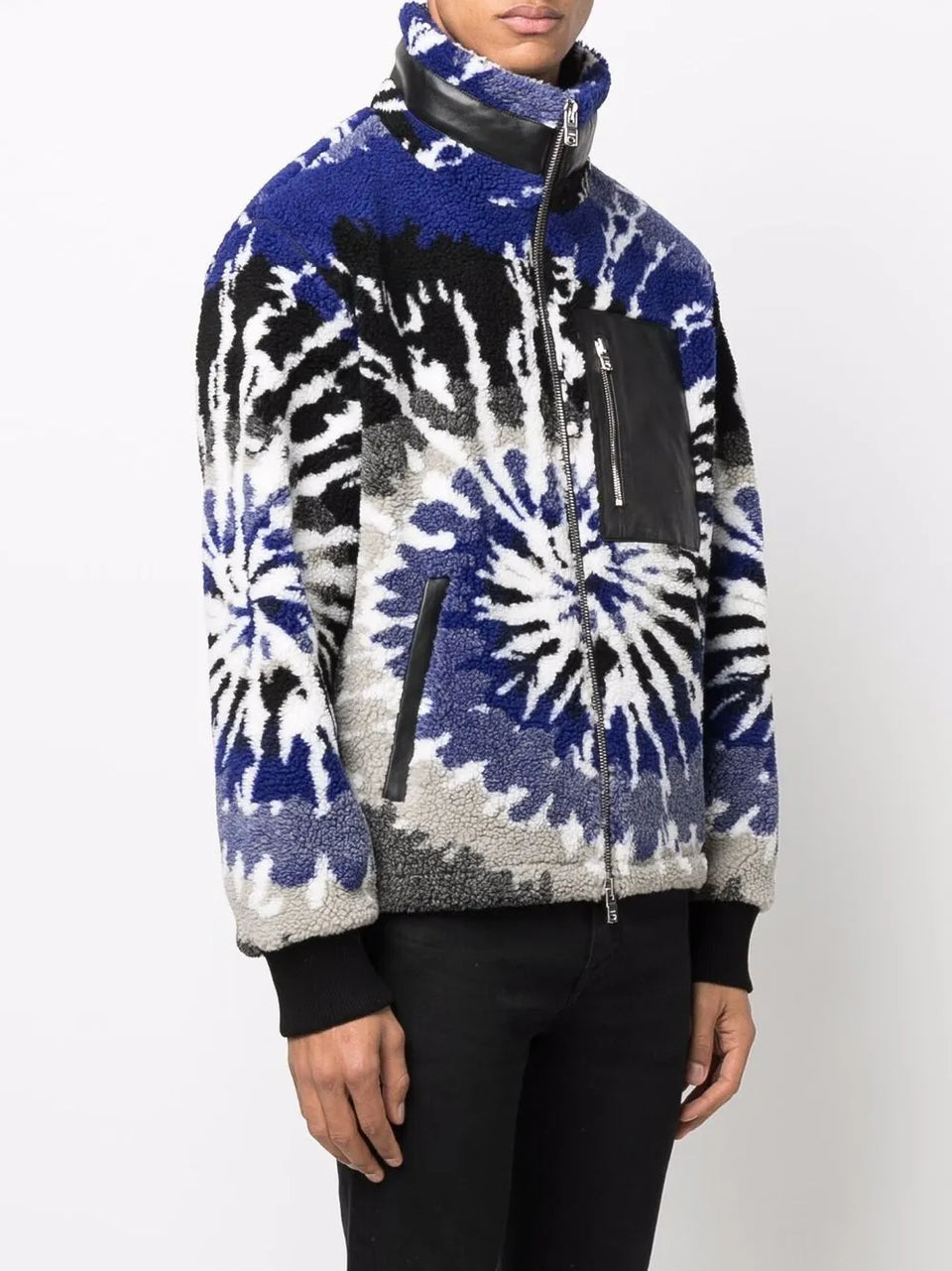 tie-dye fleece zip-up jacket