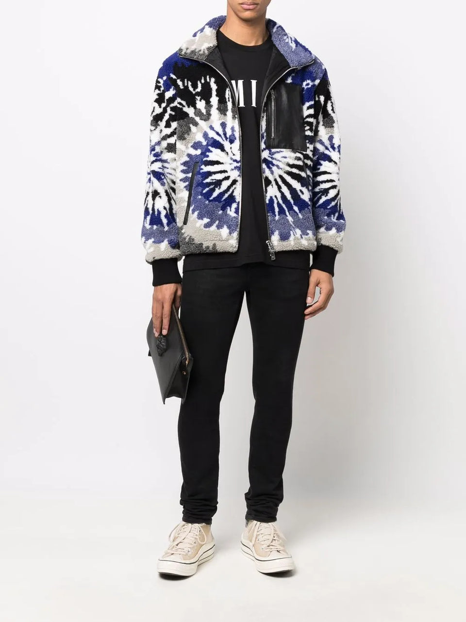 tie-dye fleece zip-up jacket